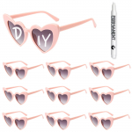 100-10 tk DIY Pulmaprillid Personaliseeritud S&uuml;damekujulised P&auml;ikeseprillid Kirjutusvahendiga Bachelorette peo Prillid Pruutneitsi Kingitused K&uuml;lalistele 10Pcs glasses 1pen
