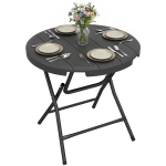Kokkupandav &uuml;mar aialaud 4 inimesele, v&auml;listingimustes s&ouml;&ouml;gilaud HDPE-lauaplaadi ja terasraamiga, 80 x 80 x 73 cm, tumehall 80 x 80 x 73 cm tumehall v&auml;rv