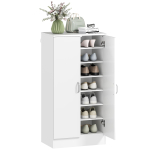 Kingakapp pehmelt sulguvate hingedega, reguleeritavate riiulitega, 6-tasemeline kingariiul esikusse, sissep&auml;&auml;su piirkonda, 14 paari jaoks, 55 x 35 x 108 cm, Puit, Valge 55 x 35 x 108 cm valge