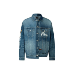 Evisu Kullikiri Kirjatr&uuml;kiga Tasku V&auml;rviplokk Denim Jakk Meeste jakid Denim-Sinine 2ESHTM3DJ239LFCT S gray