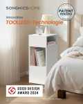 SONGMICS HOME Kitsas &ouml;&ouml;kapp, &Uuml;likiire kokkupanek ilma t&ouml;&ouml;riistadeta, Kitsas hoiustav k&otilde;rvallaud 2 avatud riiuli ja 1 sahtliga lumivalge v&auml;rv