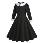 Vinagte gooti must kleit t&uuml;drukutele rollim&auml;ngu kost&uuml;&uuml;m v&auml;ikelaste Halloweeni cosplay riided 3-4T black