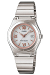 Casio Wave Ceptor P&auml;ikeseenergial t&ouml;&ouml;tav Raadiokontrolliga K&auml;ekell LWQ-10DJ-7A2JF Naiste Valge Roosa 5 BAR valge