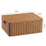 Suur plastist hoiukast kaanega Kootud disainiga Korraldaja Kapi Kapi Elutuba Mittekokkupandav Tolmukindel Light Coffee Color with Lid, 40x26x27cm
