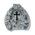 Unisex &Uuml;legabariidiline Kohev Kunstkarusnahast Puuvillane Puhvisjakk Tikitud T&auml;htedega Streetwear Talvejakk XL gray