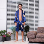 2tk Meeste kimono satiin hommikumantel Faux siidist pidžaama magamisriided &Ouml;&ouml;r&otilde;ivad kleit + l&uuml;hikesed p&uuml;ksid L