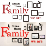 Suur 3D-akr&uuml;&uuml;list loominguline perekondlik pildiraam Seinakleebised Kontori-/kodukaunistus S must