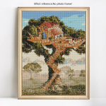 Teemanttikandid Kodupuu maastik Teemantmaaling DIY t&auml;ispikk ristpistes 20X30CM