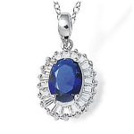 Les Tr&eacute;sors De Lily [K6446] - Pendentif Argent 'Sissi' saphir blanc argent&eacute; (rhodi&eacute;) - 10x12 mm sinine