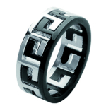 Bague acier 'Rhodes' noir argent&eacute; - 7 mm 54 must