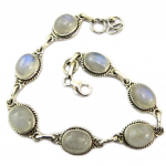 Les Tr&eacute;sors De Lily [P6923] - Bracelet Argent 'Heaven' pierre de lune - 19 cm 9 mm valge