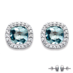 Les Tr&eacute;sors De Lily [Q4638] - Boucles Argent 'Sissi' aquamarine blanc (rhodi&eacute;) - 9x9 mm t&uuml;rkiissinine