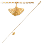 Les Tr&eacute;sors De Lily [Q8433] - Cha&icirc;ne Cheville 'Ginkgo Biloba' dor&eacute; - 25 cm 13x10 mm kuld