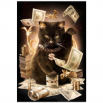 T&auml;ielik 5D isetehtud teemantmaaling kassi ja rahaga tikandid ristpistes kodukaunistusega k&auml;sitsi valmistatud kingitus 20X25CM