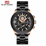 VA VA VOOM meeste k&auml;ekellad Tippbr&auml;ndi luksuslikud spordikvartsist meeste k&auml;ekellad t&auml;isterasest veekindlad kronograaf k&auml;ekellad meestele Relogio Masculino Stainless steel must/roosa kuldne v&auml;rv