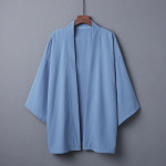 Moodne suvine tavaline v&auml;rviline mantel Jaapani kimonokardigan kimono haori naisele, mees, avar &otilde;huke must pealisr&otilde;ivas One Size taevasinine v&auml;rv