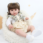 50 CM pehme silikoon Bebe Reborn Dolls Toddler Girl Lelu Realistlik vasts&uuml;ndinud beebiprintsess riidest kehaga Elutruu Brown eyes Doll