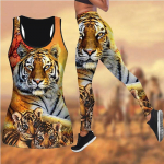 Little Tiger Print joogariietus naistele Moodne 3D Prinditud Treening Retuusid Fitness Sport K&otilde;rge v&ouml;&ouml;kohaga vabaaja joogap&uuml;ksid XL oranž