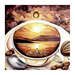 5D DIY T&auml;is&uuml;mmargune teemantmaaling Kohv Teemanttikandid Rhinestone Pilt Ristpistes Mosaiik Kodukaunistuse kingitus Full Round 20x20CM