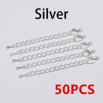 5/50 tk/LOT 50 mm tooniga pikendusega sabakett homaari klambritega pistik isetegemise ehete jaoks. Leidmine K&auml;ev&otilde;ru kaelakee Silver-50PCS