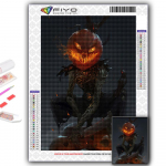 DIY 5D teemantmaal Halloween hirmutav k&otilde;rvitsapea mees ristpiste komplekt t&auml;ispuur tikandid mosaiikkunst Pilt kividest kingitus Full Round 20X30CM