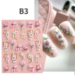 Nail Art 5D kolmem&otilde;&otilde;tmelised kleebised Ins Suvised v&auml;rsked kameelia roosa lillelised reljeefsed k&uuml;&uuml;nekleebised B3