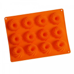 12 &uuml;htlane k&uuml;psise silikoonist koogivorm, k&uuml;psetamine isetehtud k&uuml;psisekujuline p&ouml;&ouml;rises &scaron;okolaadivorm punane