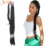 MERISIHAIR s&uuml;nteetilised pika punutud hobusesaba juuksepikendused naturaalsed juuksepaelad hobusesaba &uuml;mber 85cm must blond tumepruun 85 cm