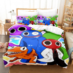 3D Rainbow Friends voodipesukomplektid tekikott koos padjap&uuml;&uuml;riga, kaheinimesevoodi, t&auml;issuuruses kuninganna voodiriided voodipesu AU Double 180x210