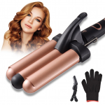 Pretfy juuste lokirull 3 barreliga 32 mm Hair Waver juuksekoolutaja, reguleeritava temperatuuriga LCD temp UK Plug