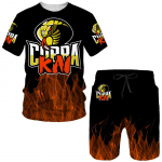 Suvine Cobra Kai 3D-prindiga T-s&auml;rk/l&uuml;hikesed p&uuml;ksid/&uuml;likond Meeste lahe l&uuml;hikeste varrukatega sportlik komplekt vabaaja hip-hopi spordir&otilde;ivad 2-osaline spordidress 4XL