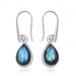 Naturaalse pirnikujuline sinine v&auml;lklamp labradoriidist v&auml;&auml;riskivide 925 sterling h&otilde;bedane v&auml;ike rippuv k&otilde;rvar&otilde;ngas naistele ja t&uuml;drukutele sinine