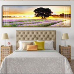 Maastik Purpur Lavendel P&otilde;ld Puu Lind P&auml;ikeset&otilde;us L&otilde;uend Maalimine Plakatid ja v&auml;ljatr&uuml;kid Seinakunstipildid Kodukaunistus Ilma raamita 20*40cm