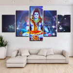 5 t&uuml;kki Hindu Jumal Lord Shiva ja t&auml;htkuju maastik L&otilde;uend Maalimine Plakatid ja v&auml;ljatr&uuml;kid Seinakunstipildid Kodukaunistus Ilma raamita 20x35cm*2 20x45cm*2 20x55cm*1