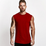 Puuvillased kulturismip&uuml;ksid Meeste suvine vaba varrukateta s&auml;rk, meeste j&otilde;usaal Fitness Singlet Stringer riided XXL punane
