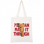 K&auml;ekotid naistele Cartoon Bear Kawaii Canvas Tote Ostukott Naiste Vintage Roosa T&uuml;drukute &Otilde;lakotid Suured Bolsos 24*26cm beež