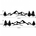 2 TK autokleebised Tree Mountain Car Decor PET metsa kleebis 150 * 30 cm Auto kleebis maasturile RV Offroad must