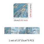 5 tk helesinised tekstuuriga marmorist plaatide kleebised, isekleepuvad k&ouml;&ouml;gi &otilde;likindlad seinakleebised kapi renoveerimise kleebised veekindlad 15*15CM*5PCS