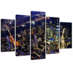 Viieosalise pildil&otilde;uendi print New York Skyline City Night 100x70 lilla