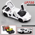 1:32 Scale Lambo LP750 mudel, tagasit&otilde;mmatav auto heli ja valgusega poiss-t&uuml;drukule, metallkorpus, avatud uks 1/32-15.5x6x4.5cm valge