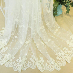 Tikitud pitsist kardinad elutoa magamistoa elegantne organza lilleline &otilde;rn valge marli koduakende kaunistus, 1 tk W150xH265cm Hook