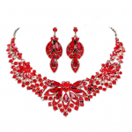 1 komplekt k&otilde;rvar&otilde;ngad kaelakee komplekt Elegantne roheline kunstkristallidest ehete komplekt pulmadeks punane