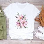 (Aasia suurus) Lilleprintimise stiil trendir&otilde;ivad vabaaja l&uuml;hikeste varrukatega moodne naiste t-s&auml;rk naiste printiga naiste graafiline T-s&auml;rk S