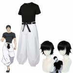 Anime Jujutsu Kaisen Fushiguro Toji Cosplay Aldult Unisex P&uuml;ksid Parukas Halloweeni karnevalipeo reivi kost&uuml;&uuml;mid L-(Costume+Wig)