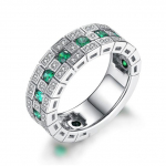 Solid S925 Sterling H&otilde;beda p&auml;ritoluga teemants&otilde;rmus naistele Anillos De Silver 925 Ehted Pulmapaelad k&uuml;lgmised kivist smaragdist ehted 6 valge
