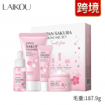 LAIKOU Sakura nahahoolduskomplekt 4 tk puhastusvahend, seerum, kreem, silmakreem 4pcs