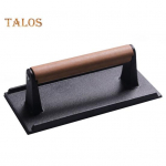 Lihapress Burger Press Ristk&uuml;lik, &uuml;mmargune raskeveokite valatud peekonipressitud steak Preee mittenakkuv puidust k&auml;epidemega pann Square