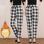 &Uuml;lesuuruses naiste vabaaja p&uuml;ksid 4XL ruudulised p&uuml;ksid mood sirged p&uuml;ksid XL