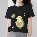 T-s&auml;rk V&auml;ike V&auml;rske Naiste T-s&auml;rk Cartoon Armas Avokaado Printis Magus L&uuml;hikeste varrukatega Pehme Slim Fit O-kaelusega Must Mustusekindel top XXXL