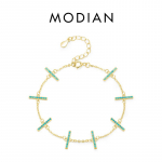 MODIAN 925 Sterling Silver Lihtne looduslik t&uuml;rkiissinine v&otilde;luketi keti k&auml;ev&otilde;ru naistele Vintage mood ehted Pulseira h&otilde;be